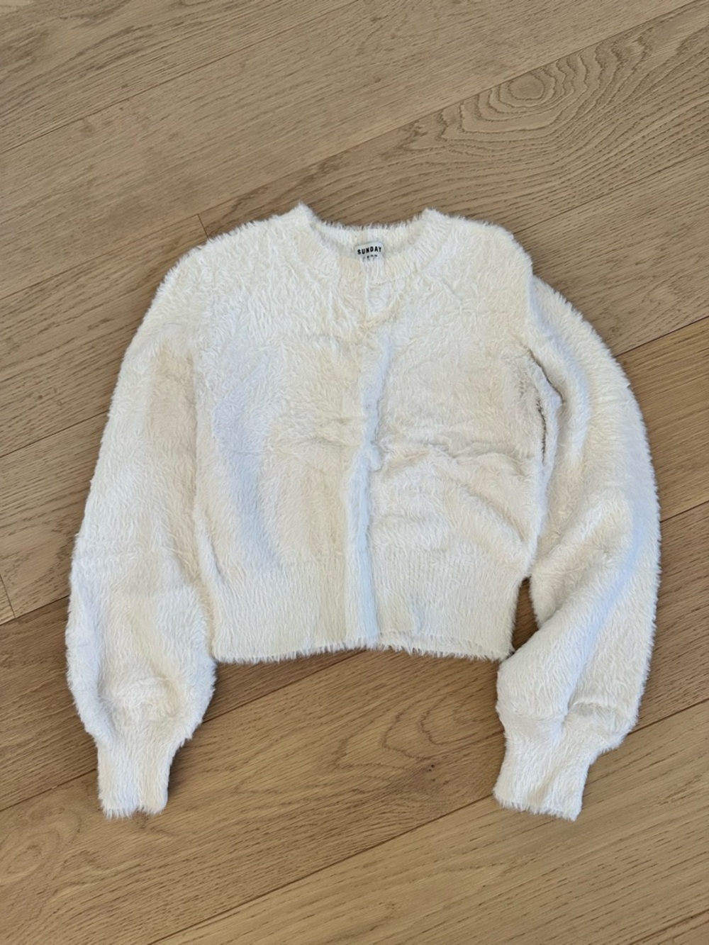 Aritzia Cozy Fuzzy Off-White Crewneck Sweater